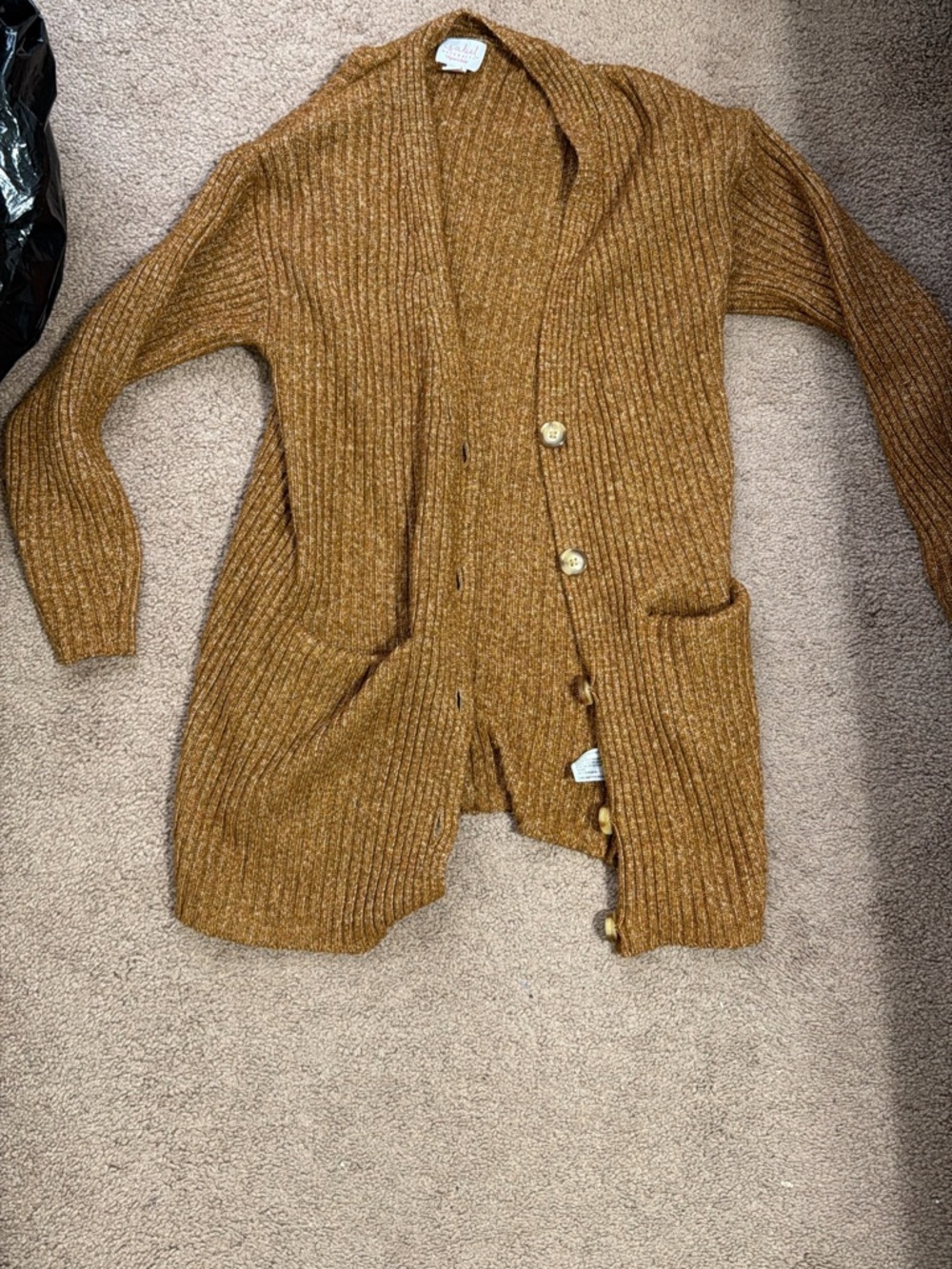 Cozy Maternity Ribbed Cardigan in Warm Caramel
